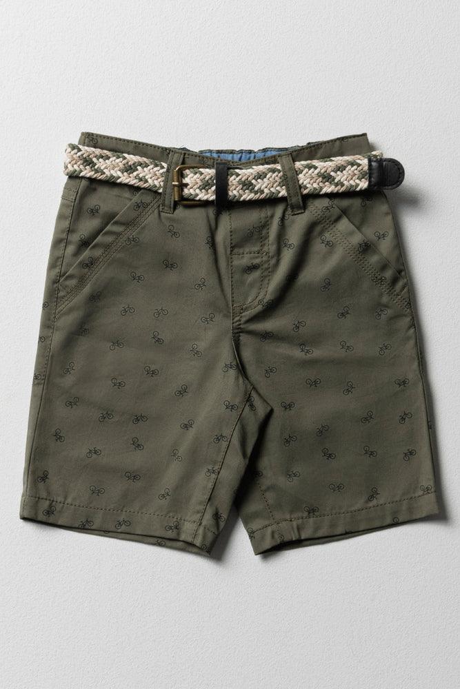 Belted Chino Shorts Dark Green