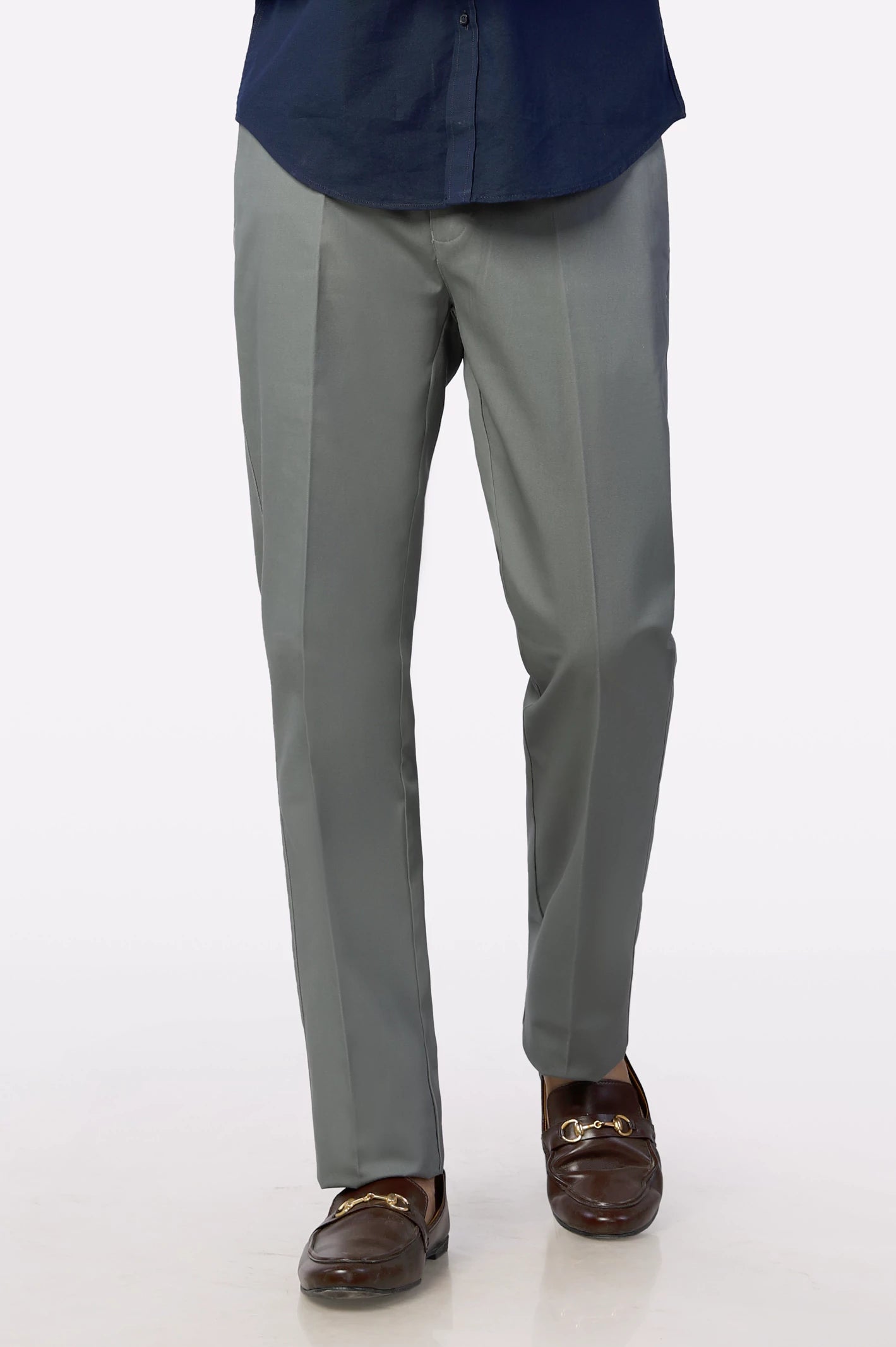 Charcoal Regular Fit Cotton Trouser