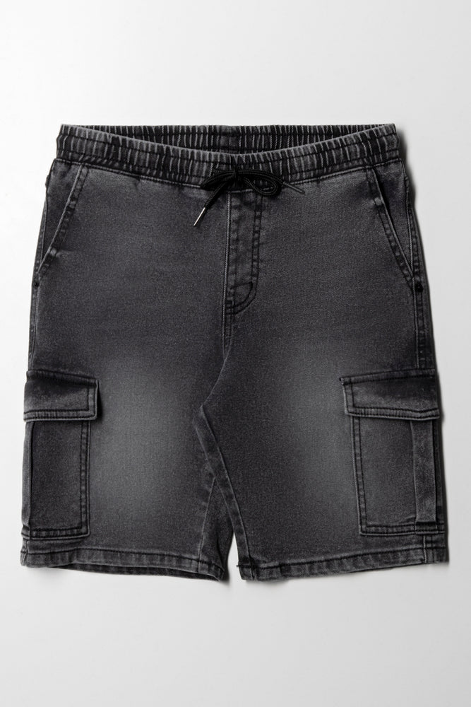 Cargo Denim Short Black