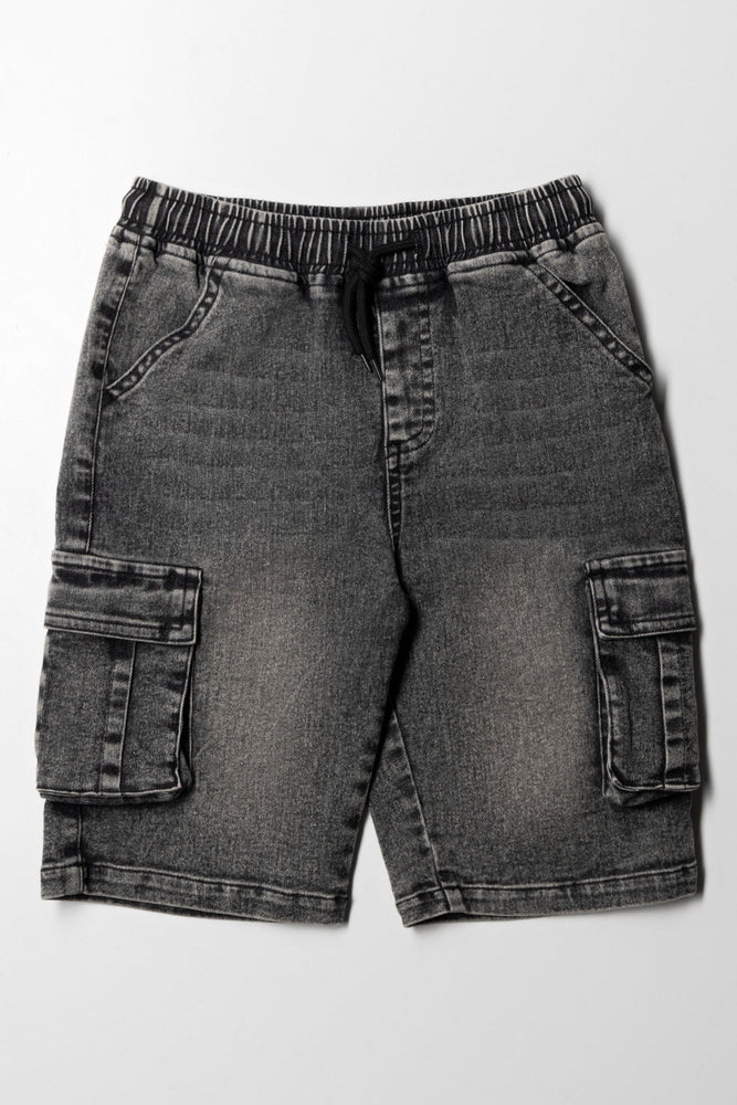 Cargo Denim Shorts Black