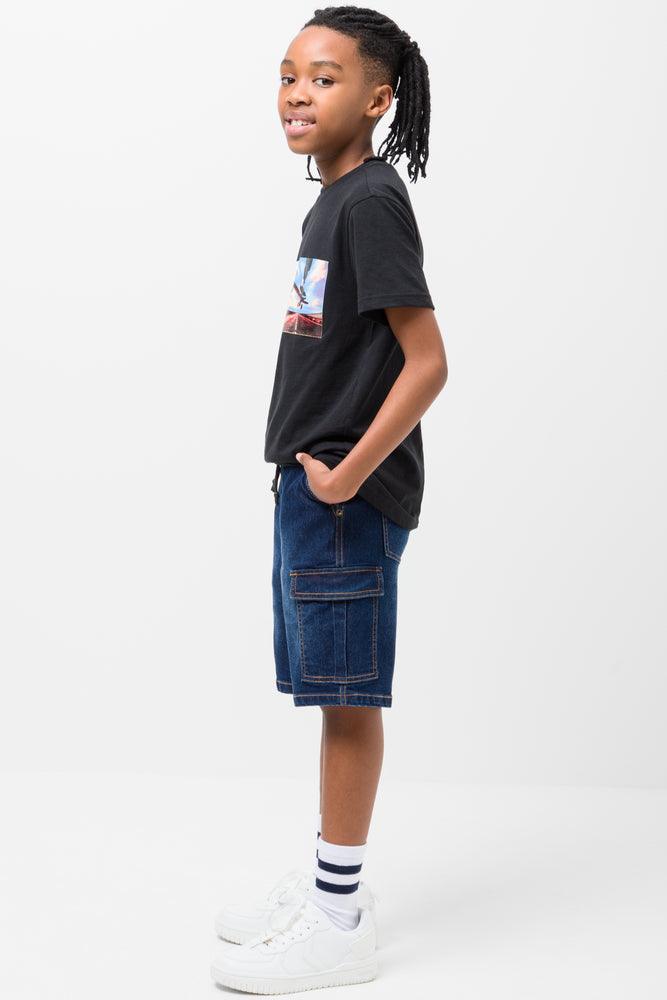 Cargo Denim Shorts Blue