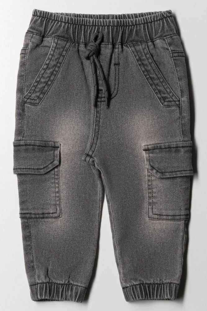 Cargo Jogger Denim Jeans Dark Grey