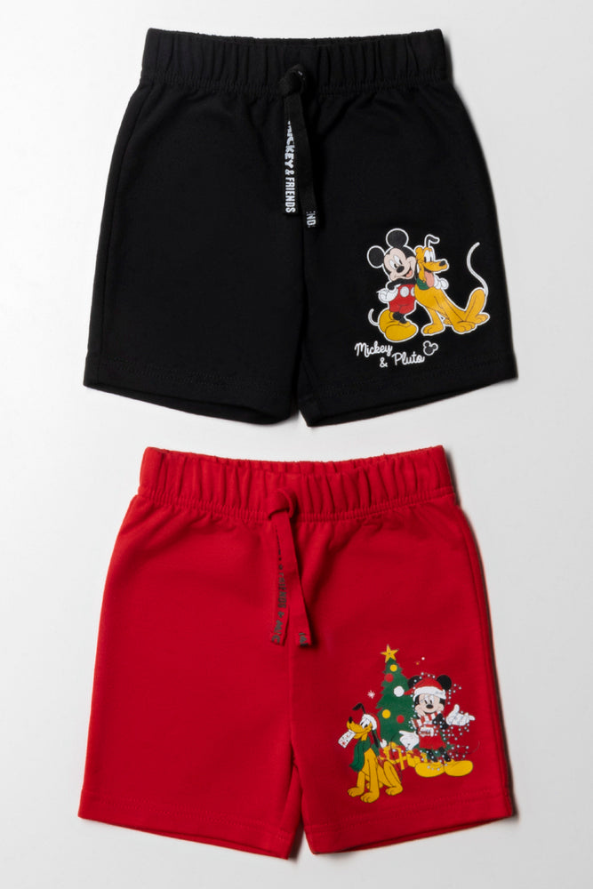 Mickey Mouse 2 Pack Shorts Red And Black