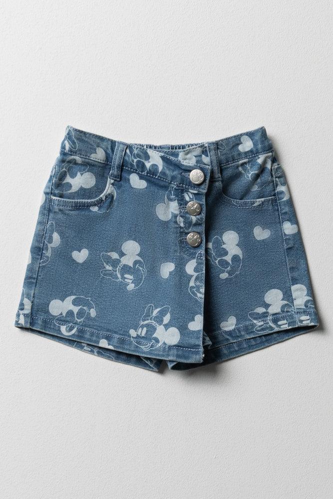 Minnie Mouse Denim Skorts Light Blue