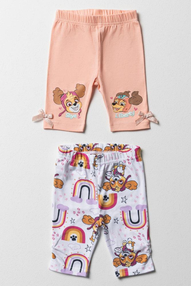 Paw Patrol 2 Pack Cropped Leggings Peach