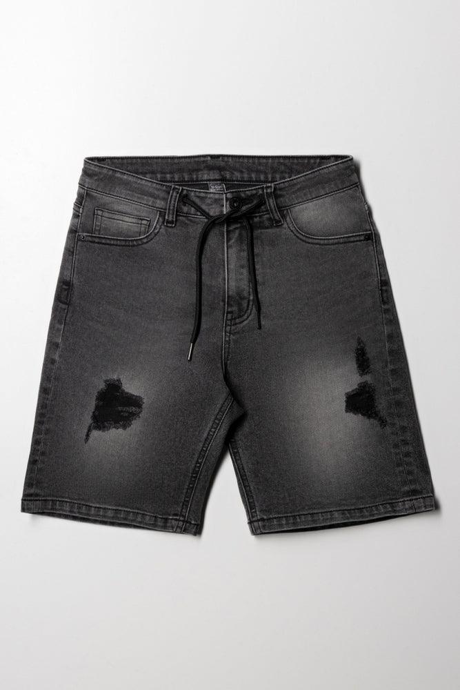 Pull On Denim Shorts Black