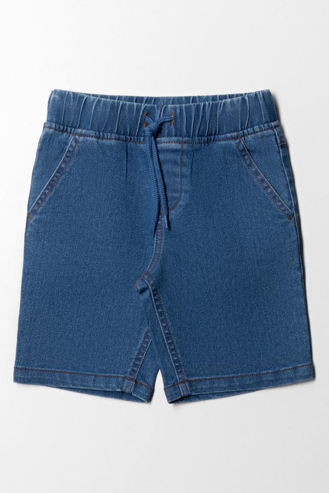 Pull On Denim Shorts Blue