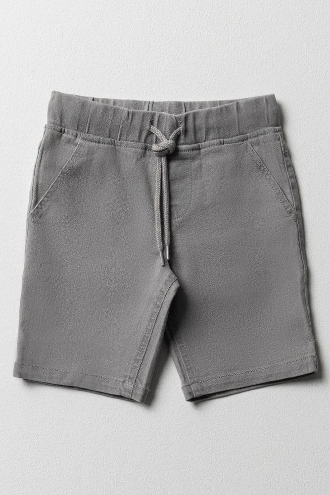 Pull On Denim Shorts Grey