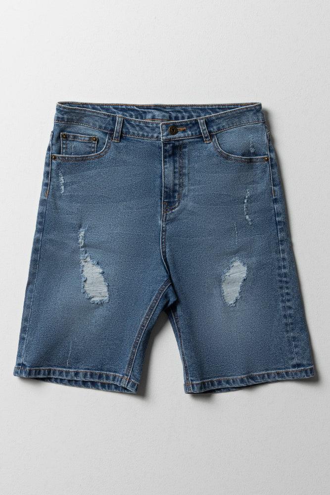 Ripped Denim Shorts Blue