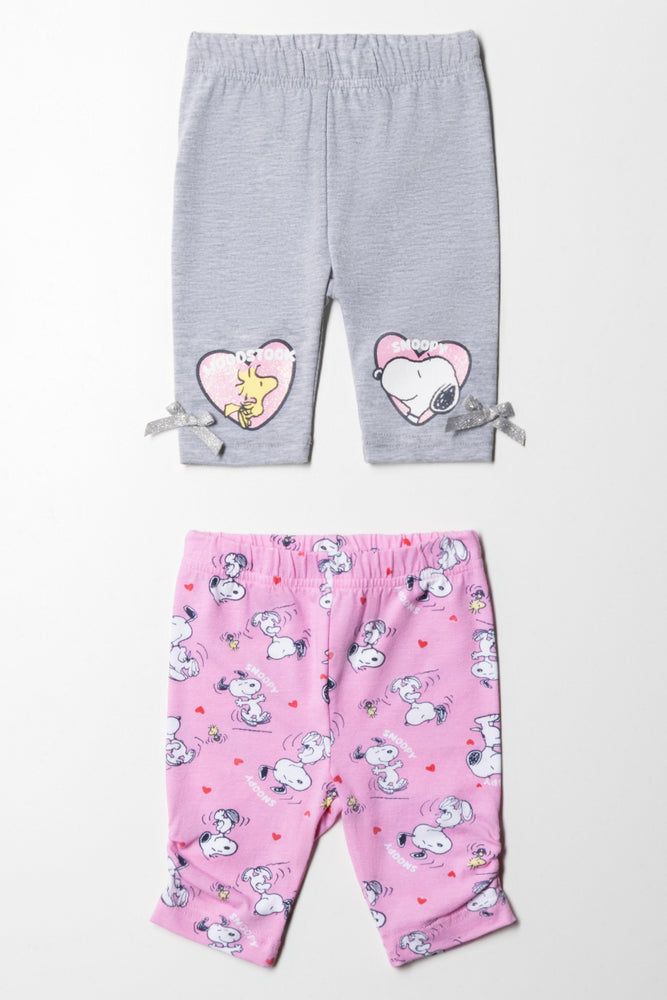 Snoopy 2 Pack Legging Grey & Pink