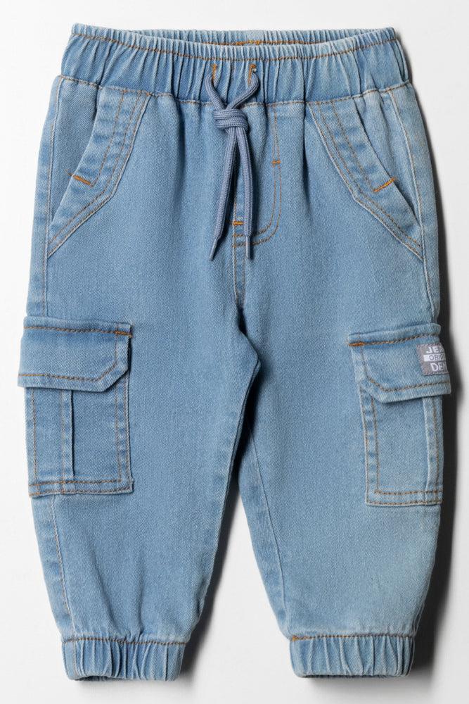 Styled Denim Jogger With Cargo Pockets Light Wash